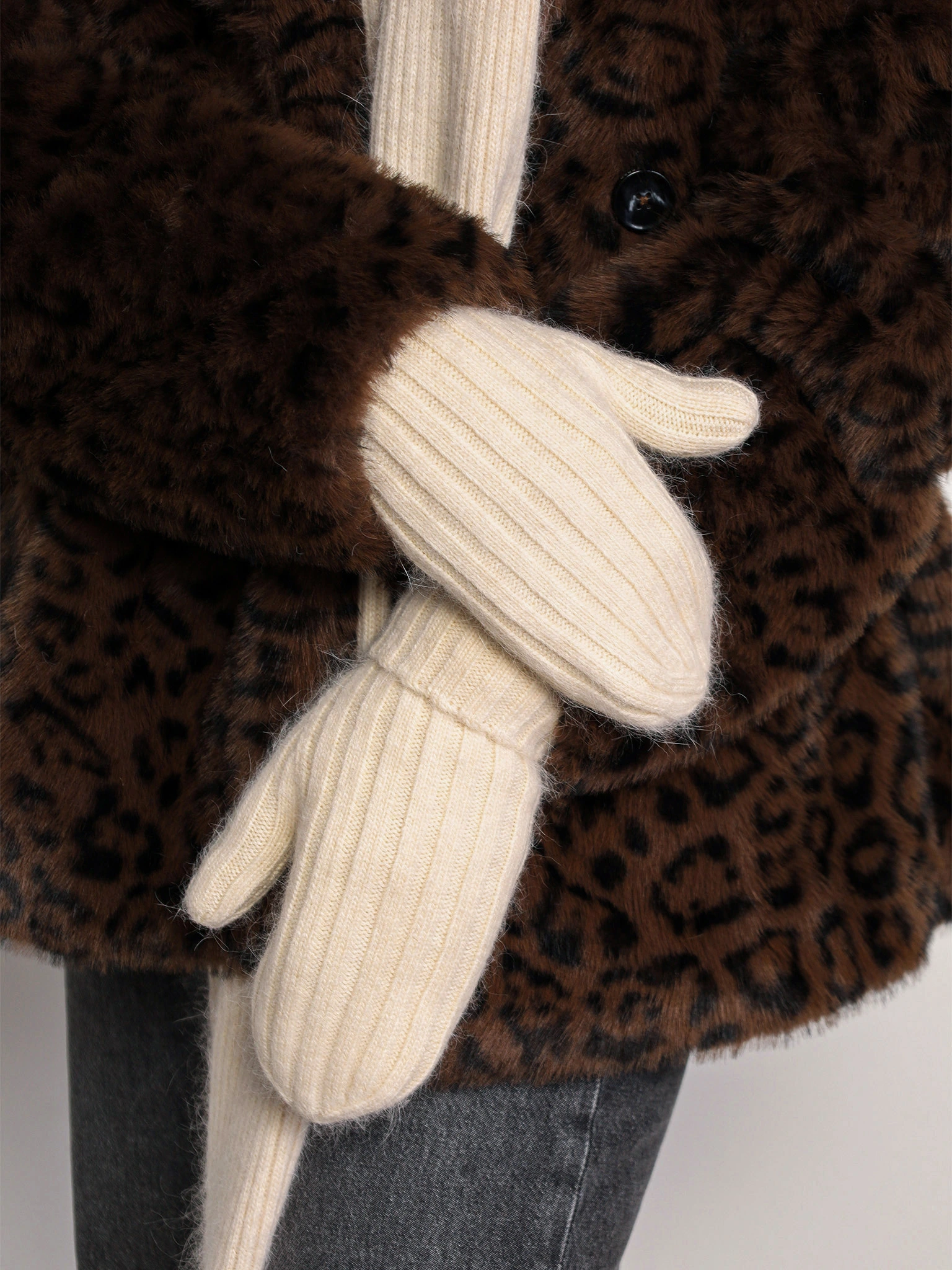 Варежки двойные из ангоры и акрила 